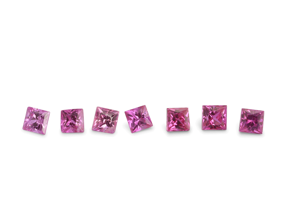 Pink Sapphire 1.50mm Princess Cut Mid to Strong