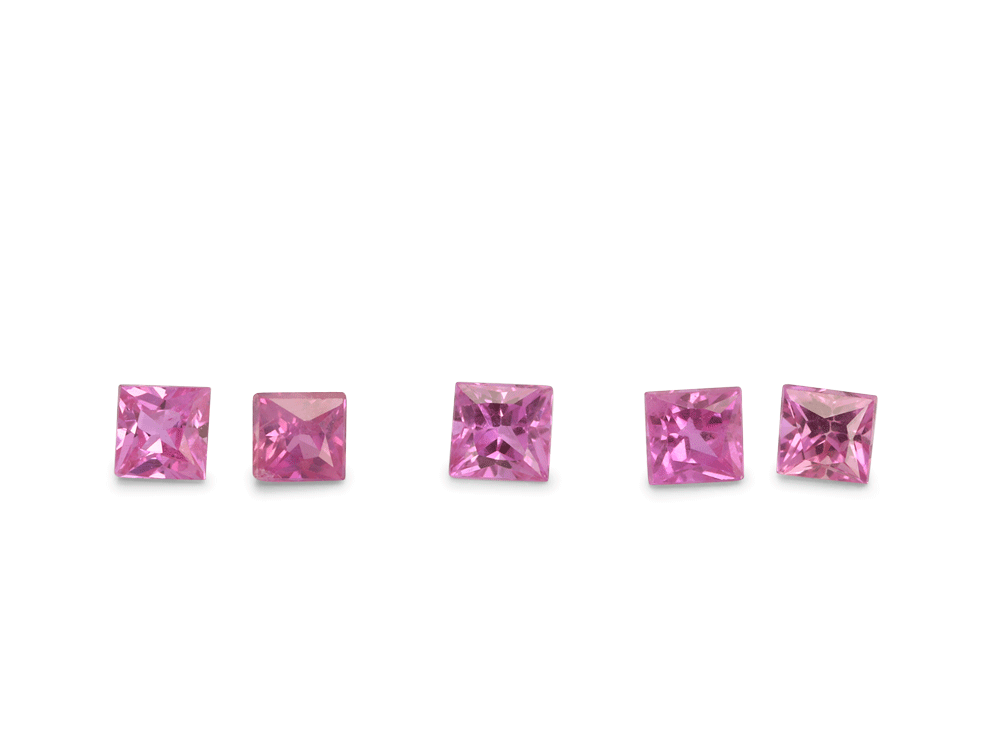 Pink Sapphire 1.75mm Princess Cut Mid to Strong