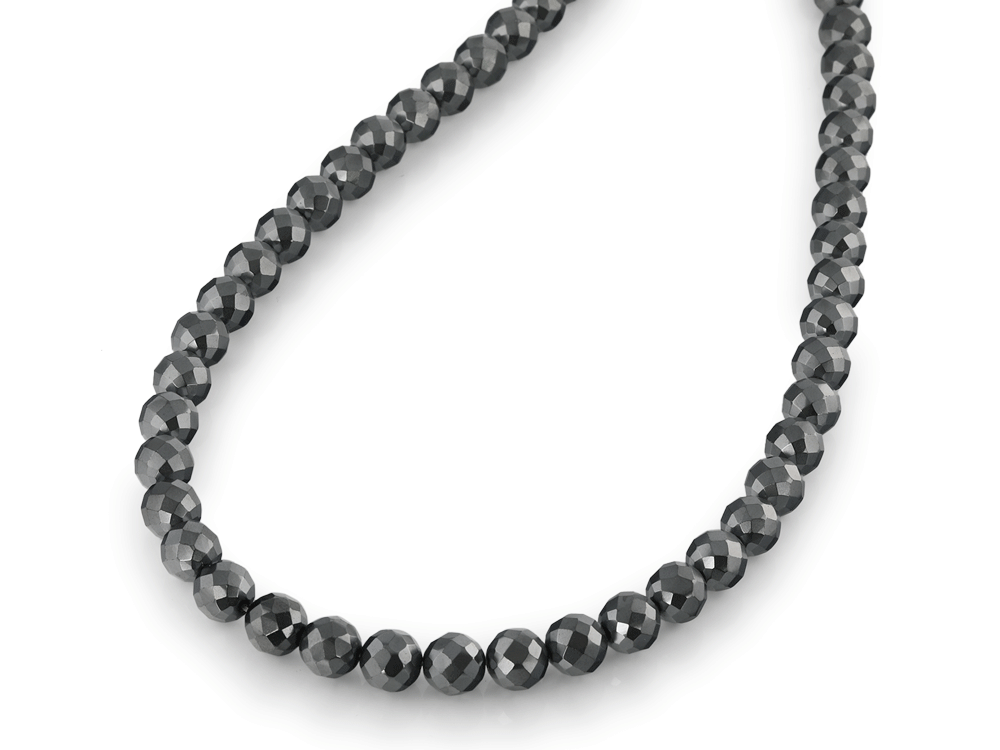 Synthetic Haematite 8.00mm Round Faceted Strand