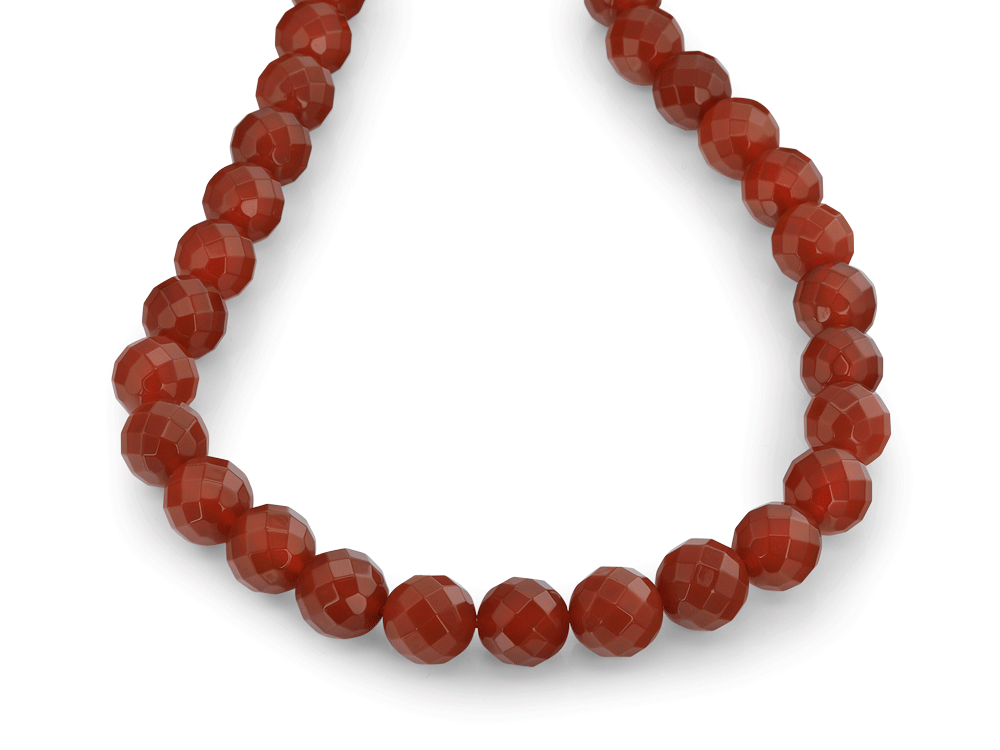 Carnelian 14mm Faceted Round Strand