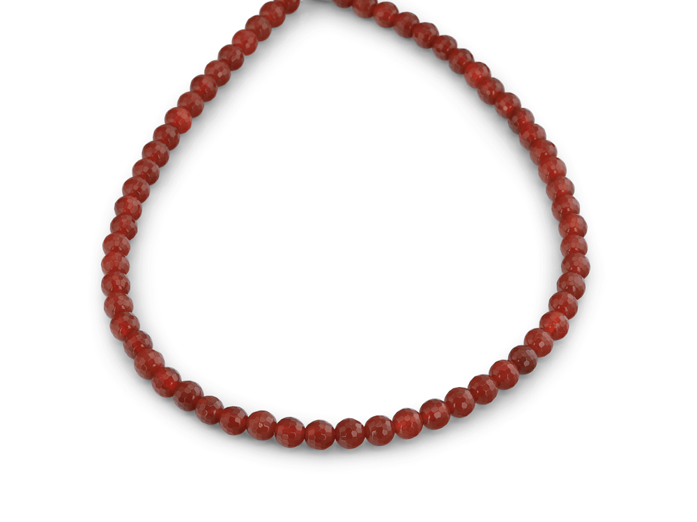 Carnelian 6.00mm Soccer Ball Faceted Round Strand