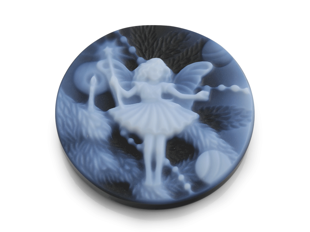 Cameo Black & White Dancing Flower Fairy 20mm Round 