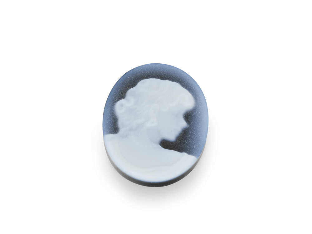 Cameo Black & White Lady's Head 12x10mm Oval