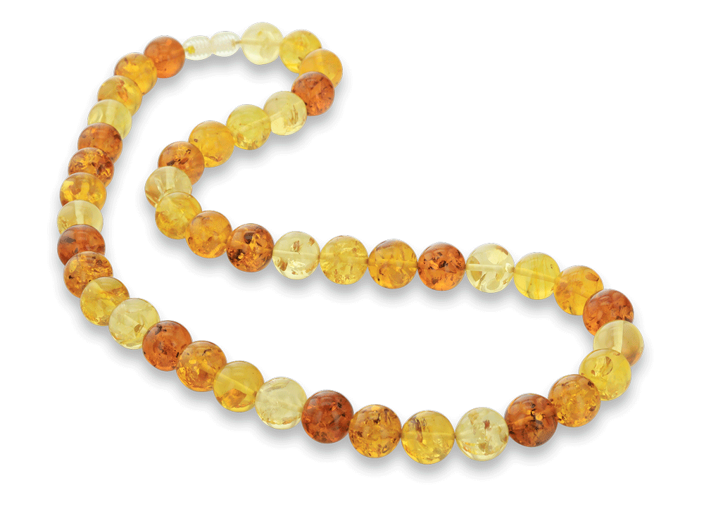 Amber 12mm Round Mixed Colour Strand