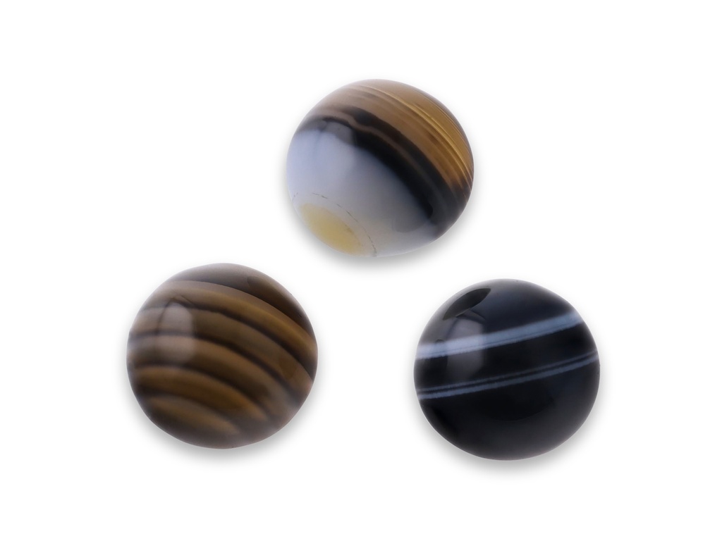 Banded Agate 3.00-3.50mm Round Cabochon Black & White