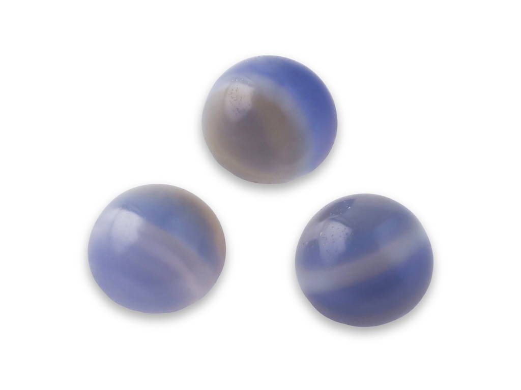 Blue & White Agate Banded 3.00mm Round Cabochon