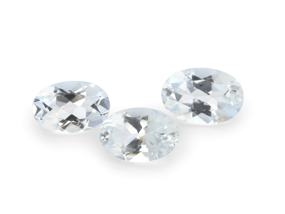 Aquamarine 6x4mm Oval  set of 3