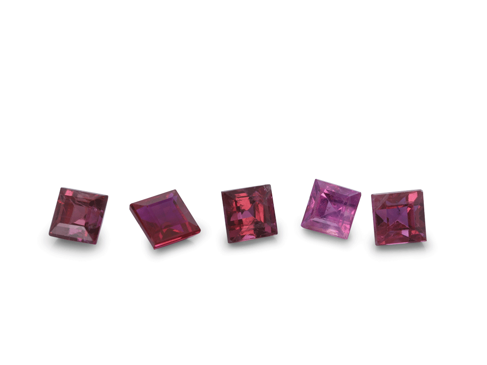 Ruby 2.50mm Carre Cut Mid Pink Red