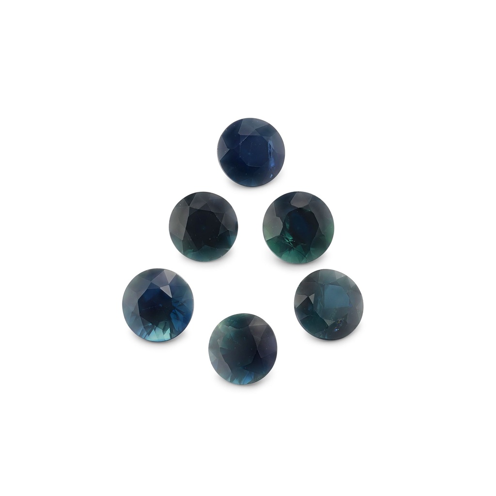 Blue Sapphire 3.3-3.5mm +/- Round Dark Set of 6