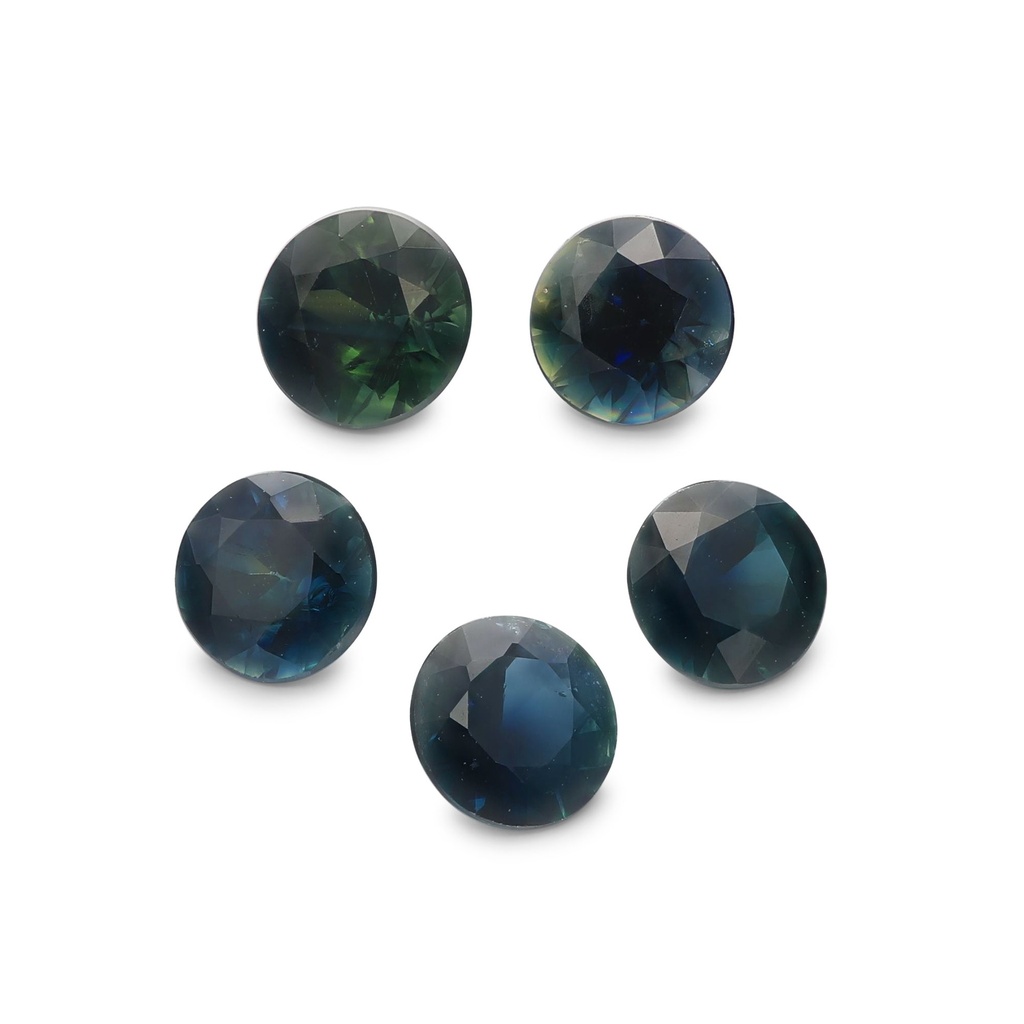 Blue Sapphire 3.4-3.7mm Round Dark Set of 5