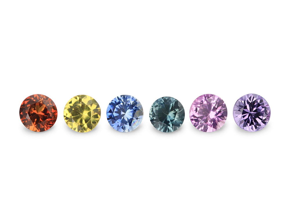 Sapphire 2.50mm Round Rainbow Set of 6