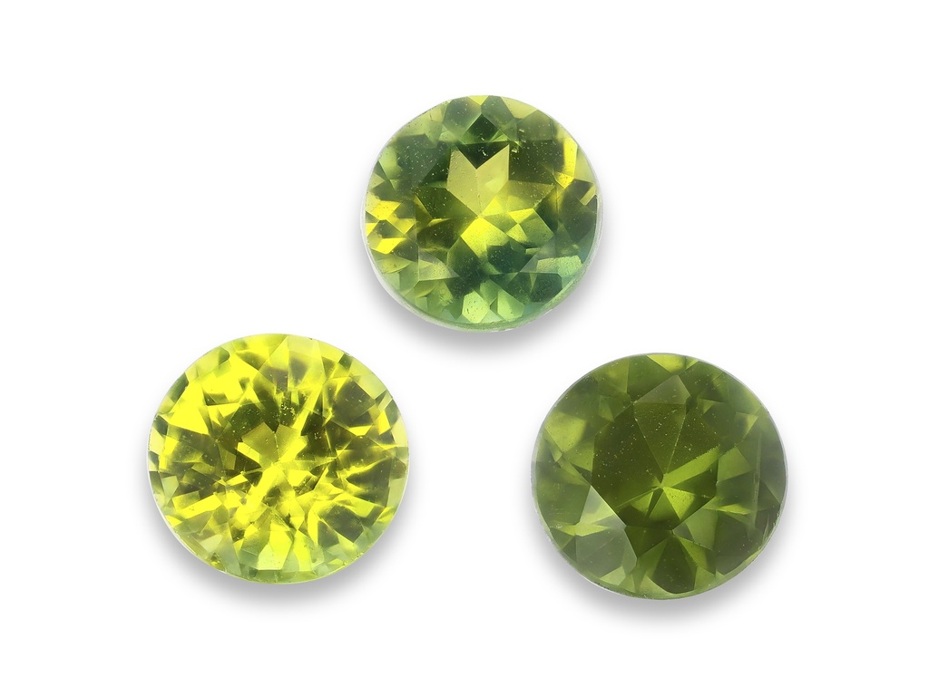 Parti Sapphire 2.50mm Round Yellow Green