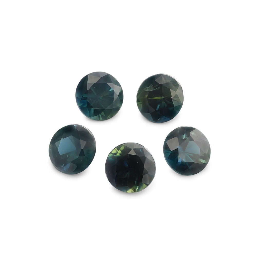 Parti Sapphire 3.50mm +/- Round Blue Green Set of 5