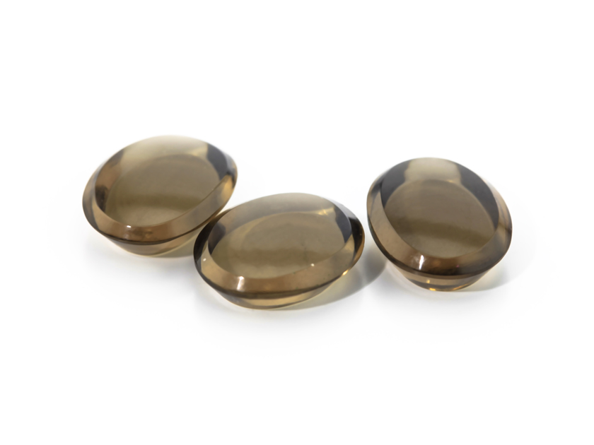 Smoky Quartz 10x8mm Oval Buff Top Flat Back