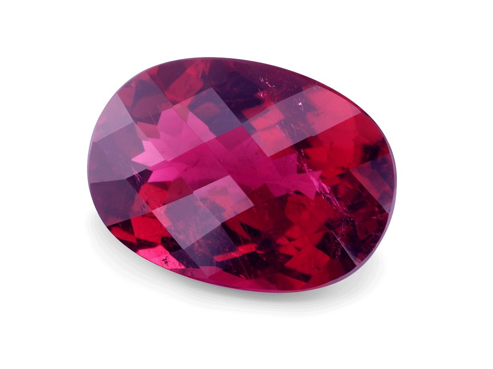 Rubellite Tourmaline 17x12.5mm Oval Chequerboard