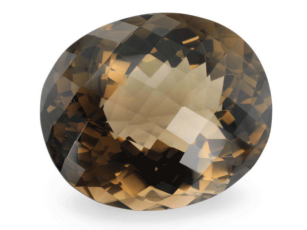 Smoky Quartz 50x42mm Oval Chequerboard