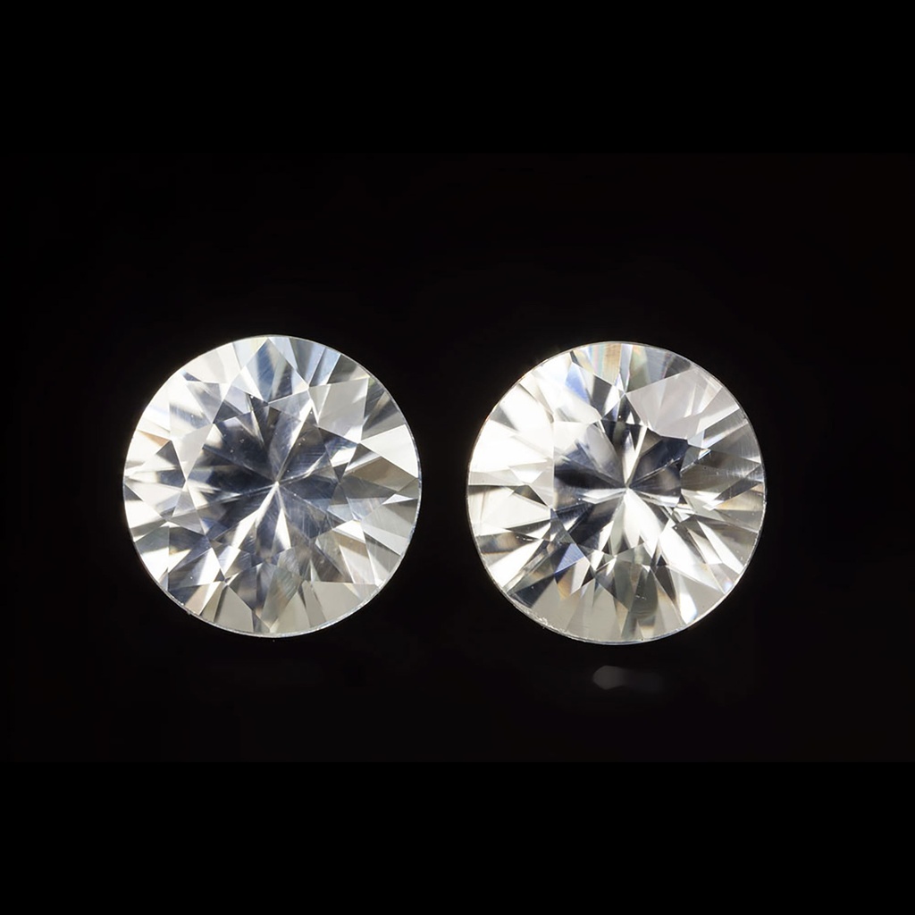 Zircon 6.5mm Round White Pair