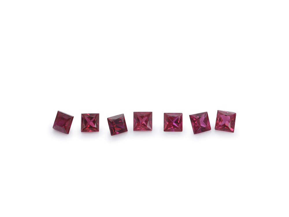 Ruby 1.50mm Square Princess Cut Good Red