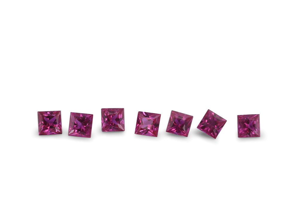 Ruby 1.75mm Square Princess Cut Pink Red