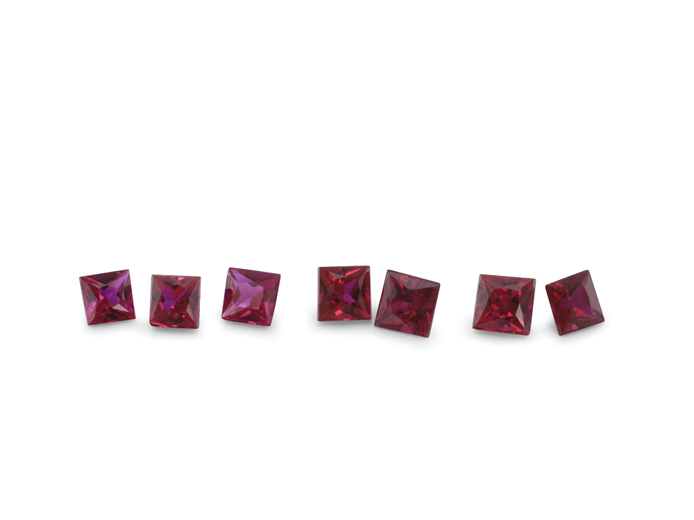 Ruby 1.75mm Square Princess Cut Good Red