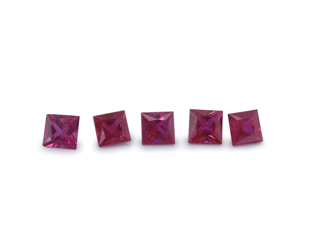 Ruby 2.50mm Square Princess Cut Good Pink Red