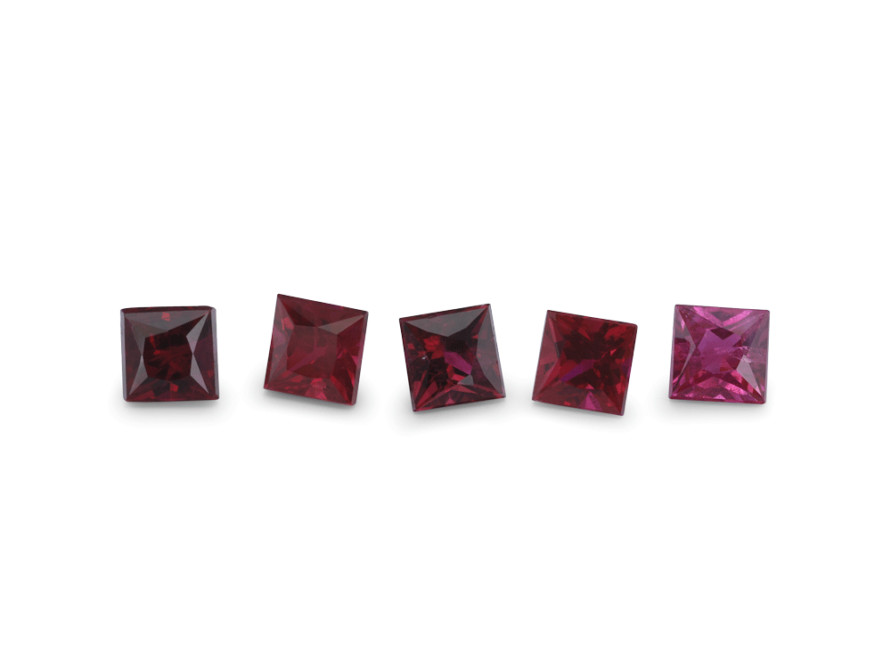 Ruby 2.50mm Square Princess Cut Good Red