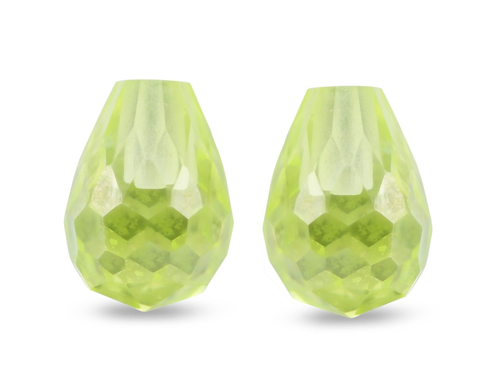 Cubic Zirconia 7x5mm Briolette Light Green Pair