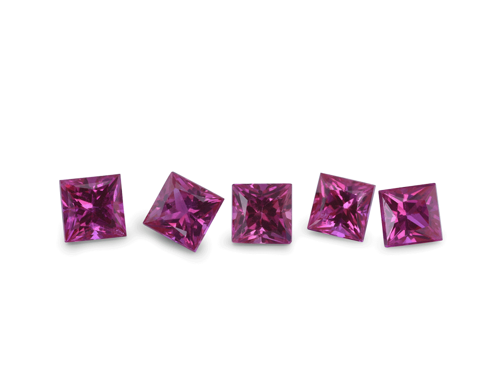 Ruby 2.75mm Square Princess Cut Good Pink Red