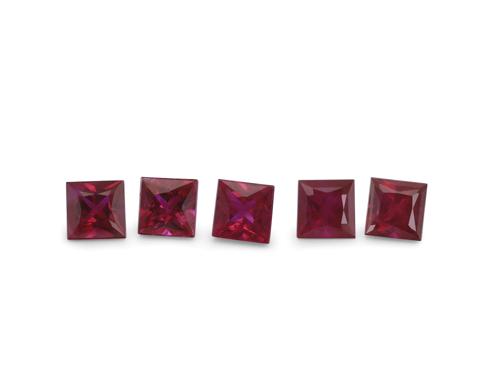 Ruby 2.75mm Square Princess Cut Good Red