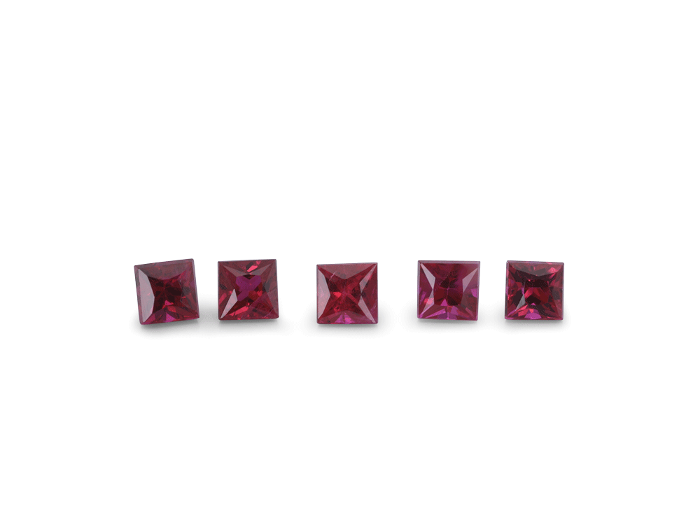 Ruby 2.00mm Square Princess Cut Good Red