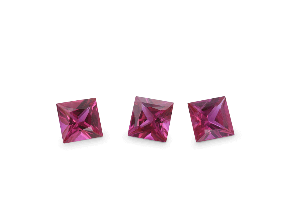 Ruby 3.25mm Square Princess Cut Good Pink Red