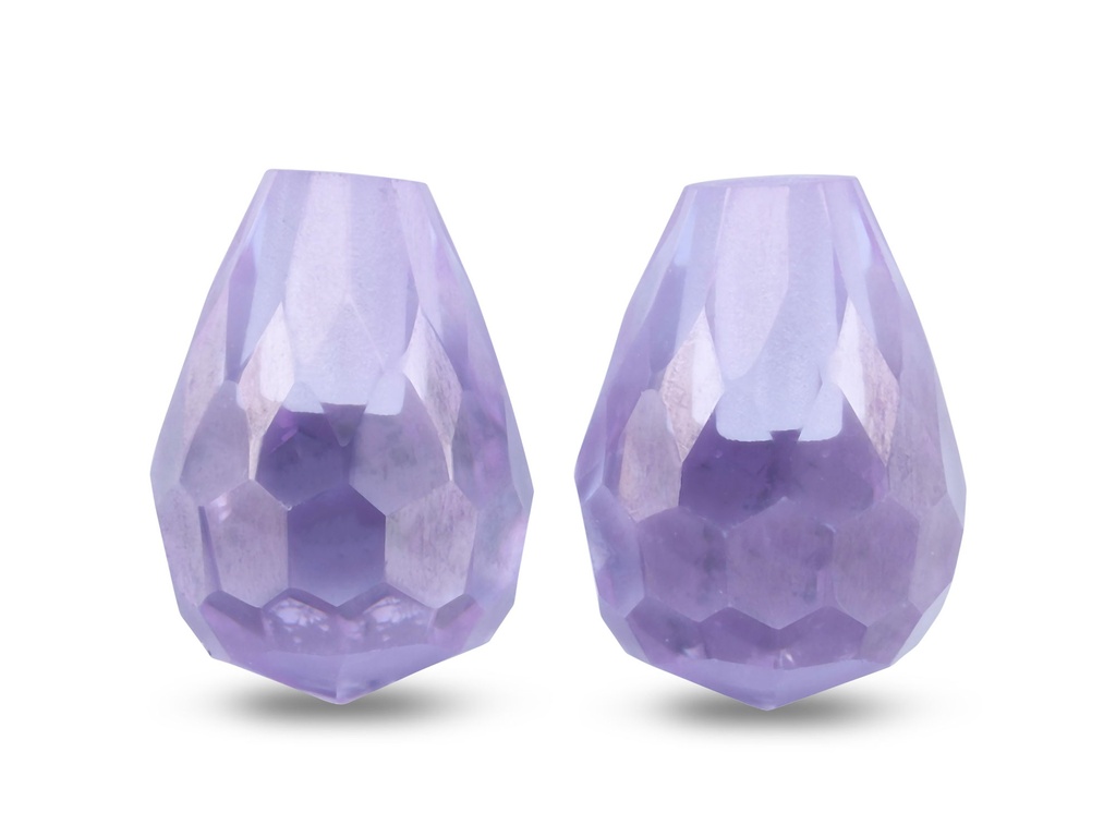 Cubic Zirconia 6x4mm Briolette Lavender Pair