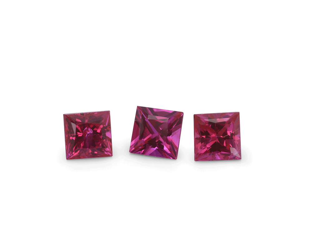 Ruby 3.50mm Square Princess Cut Good Pink Red