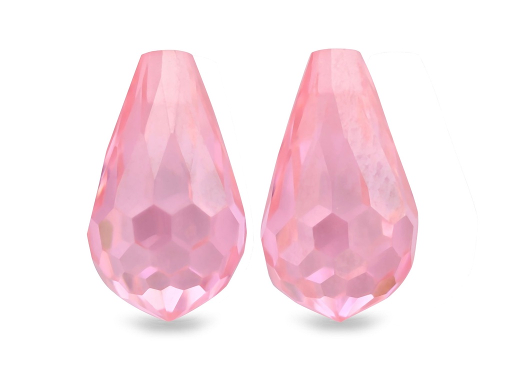 Cubic Zirconia 8x5mm Briolette Pink Pair