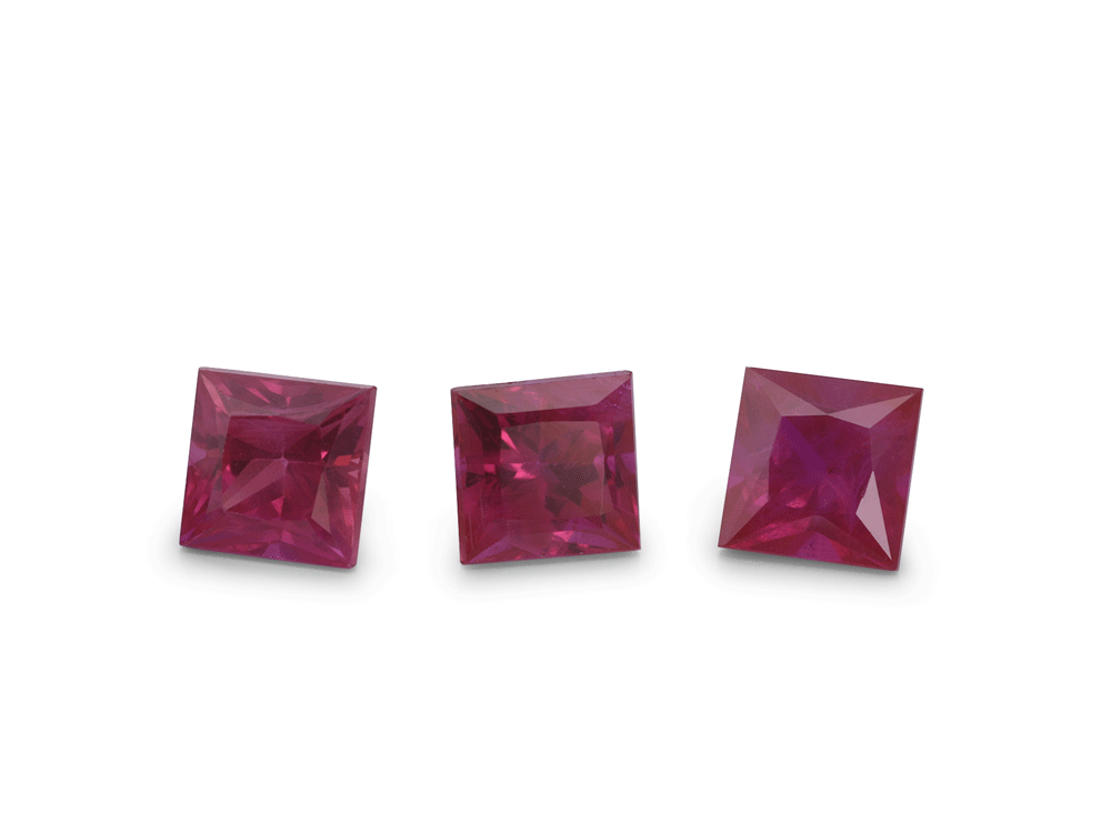 Ruby 3.75mm Square Princess Cut Good Pink Red