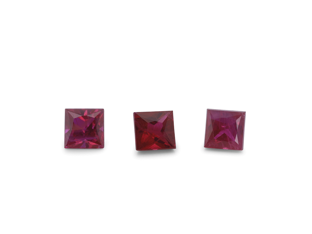 Ruby 3.00mm Square Princess Cut Good Red