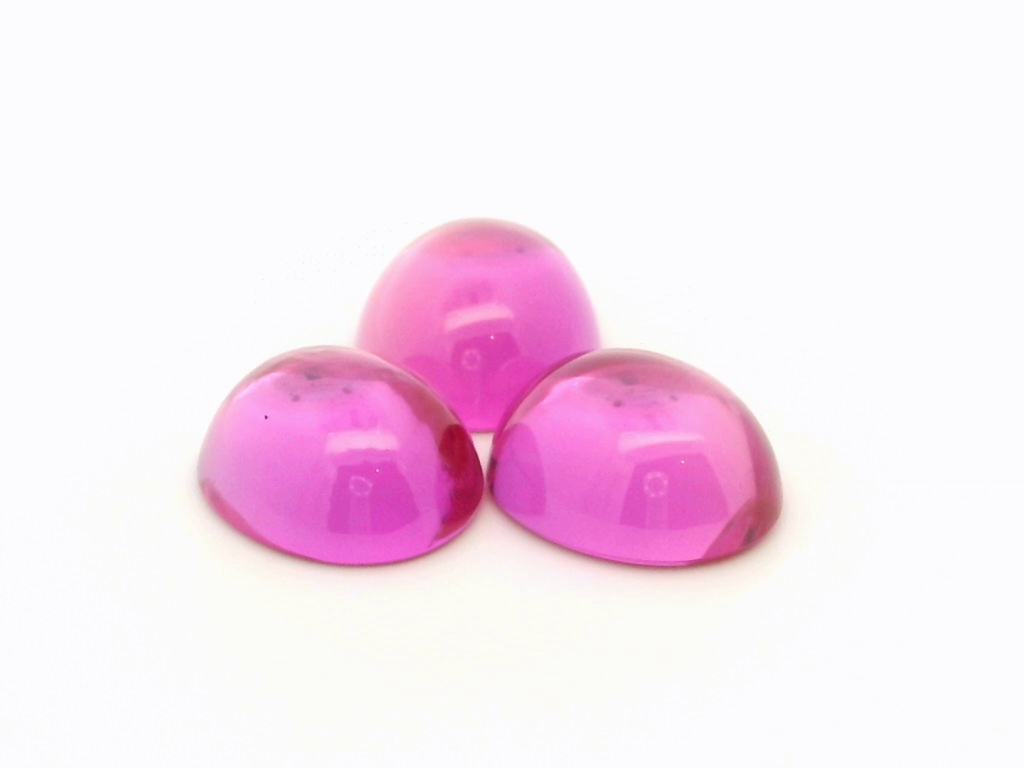 Synthetic Sapphire 14x12mm Oval Cabochon German Cut Pink