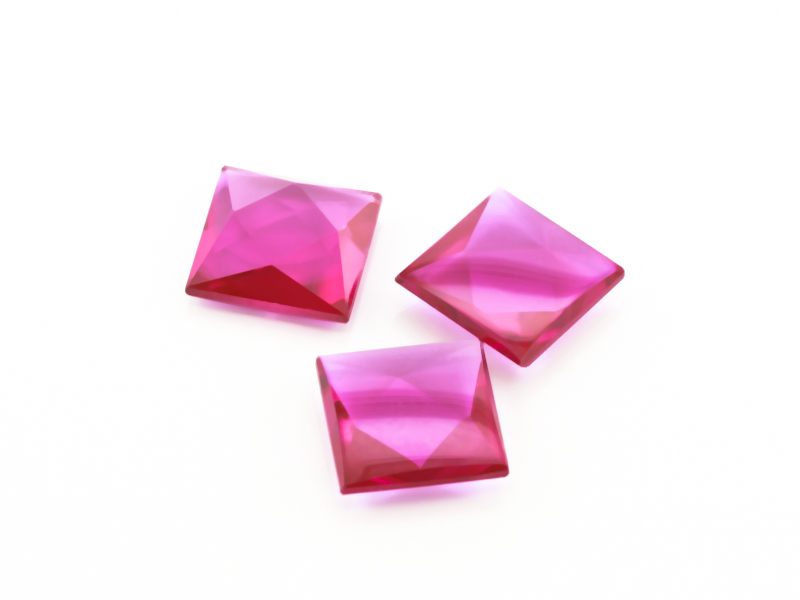 Synthetic Ruby (Pink Red Corundum) - Rectangle Buff Top