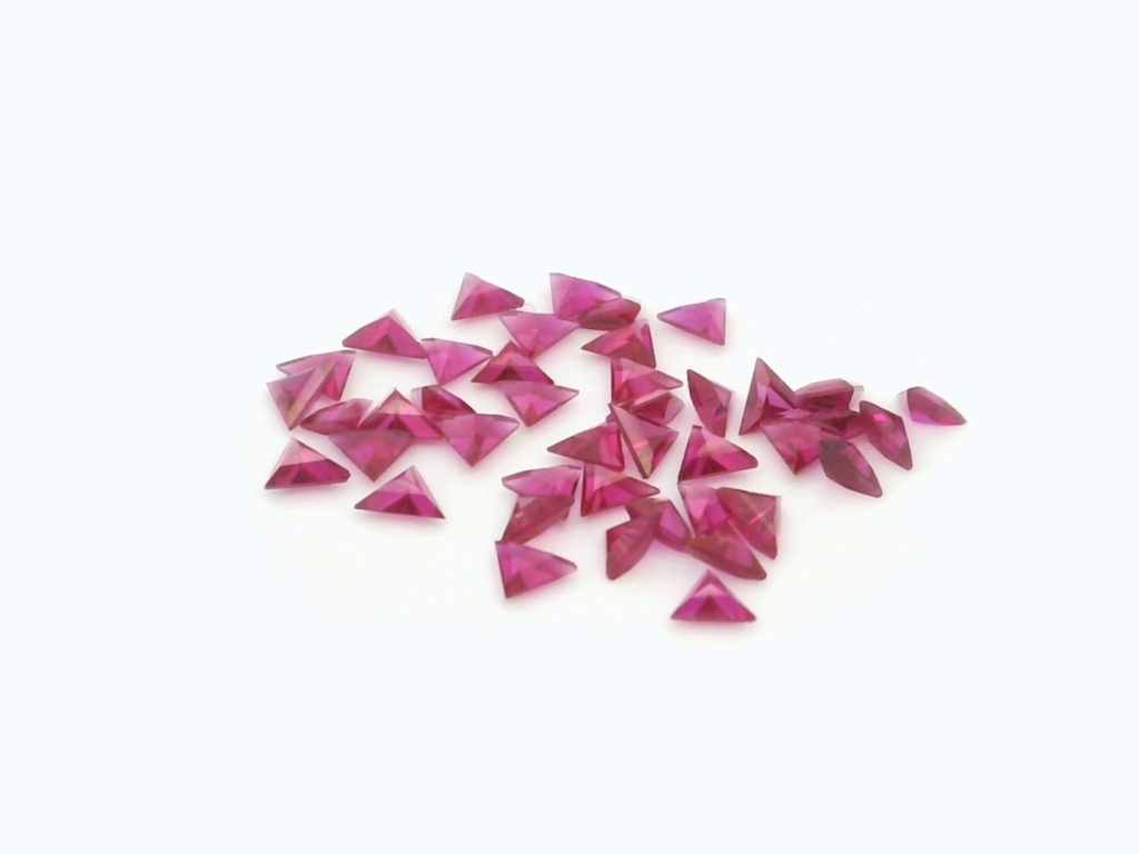 Synthetic Ruby Light 3.00mm Triangle Pink Red Shallow