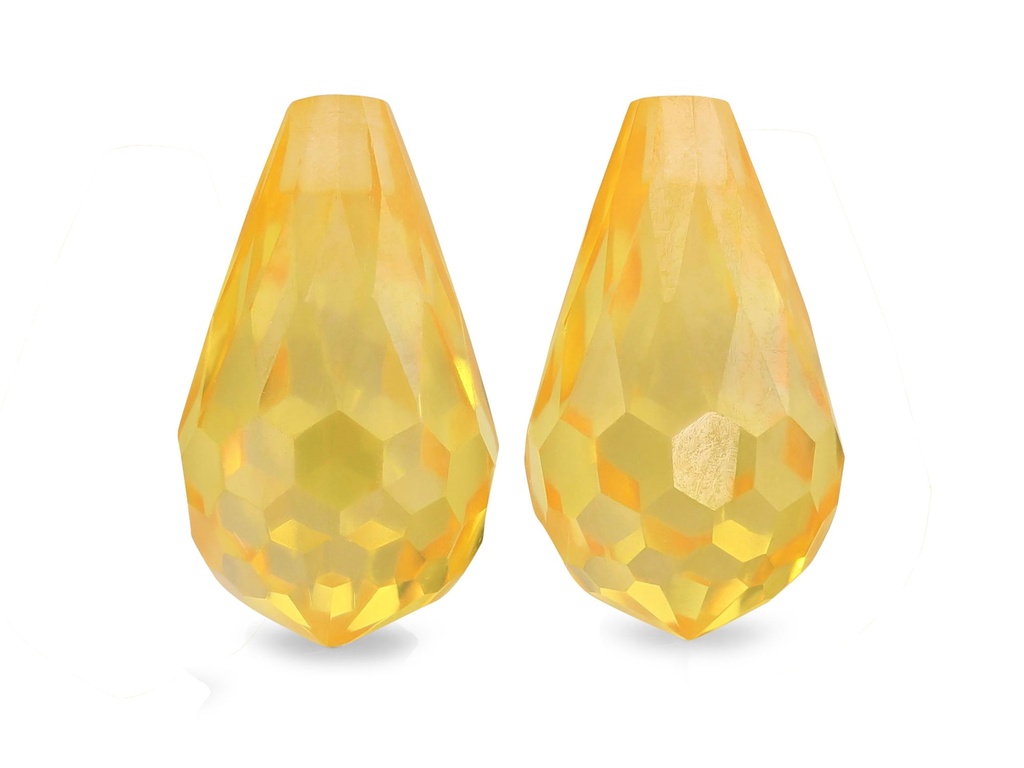 Cubic Zirconia 7x5mm Briolette Yellow Pair