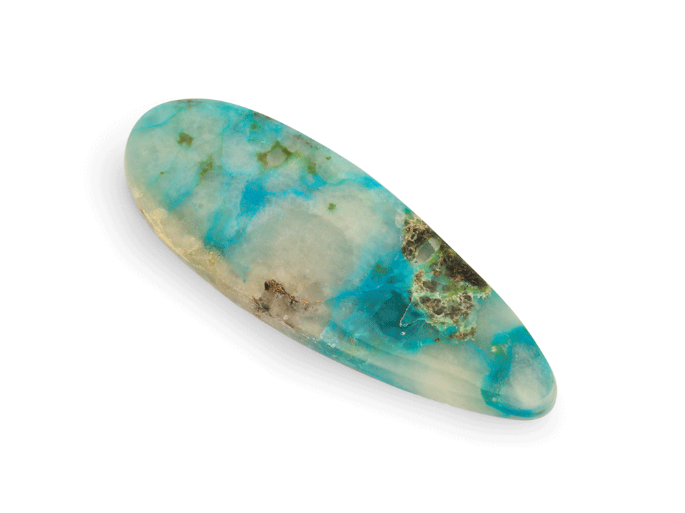 Chrysocolla Copper Quartz 38x13.5mm Pear Shape