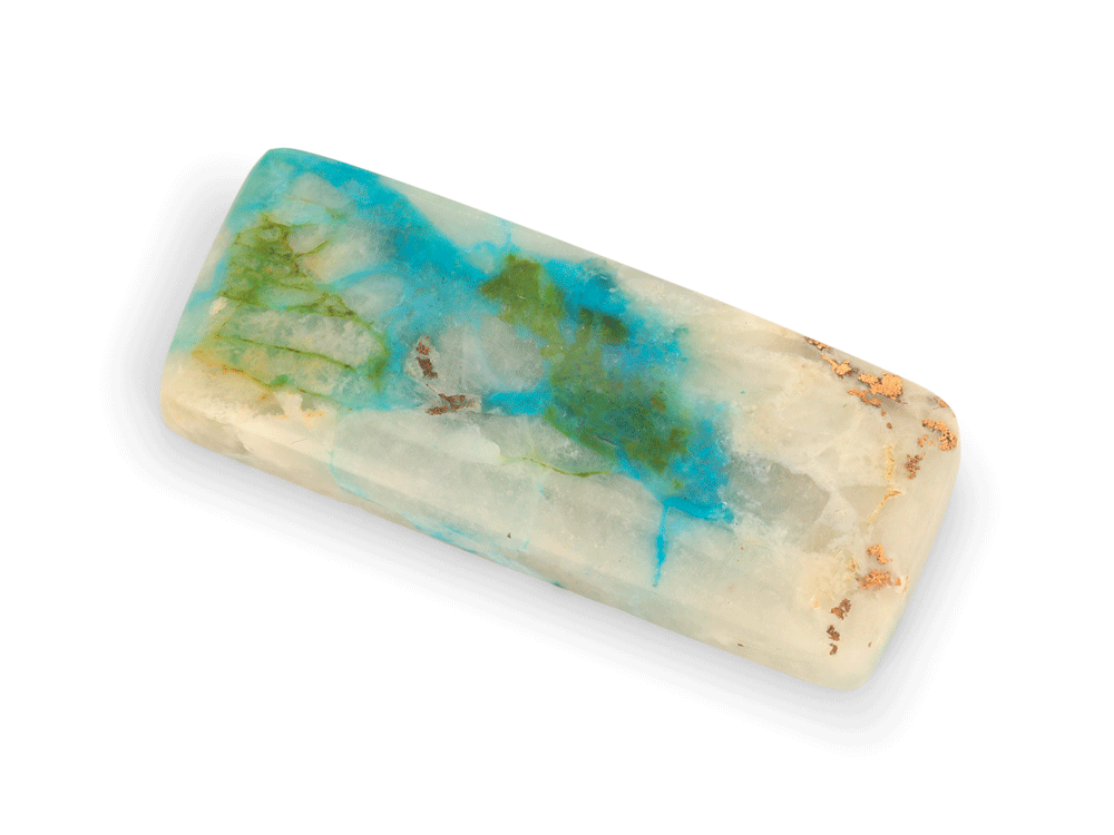 Copper, Chrysocolla Quartz 35.5x14.5mm Rectangle 