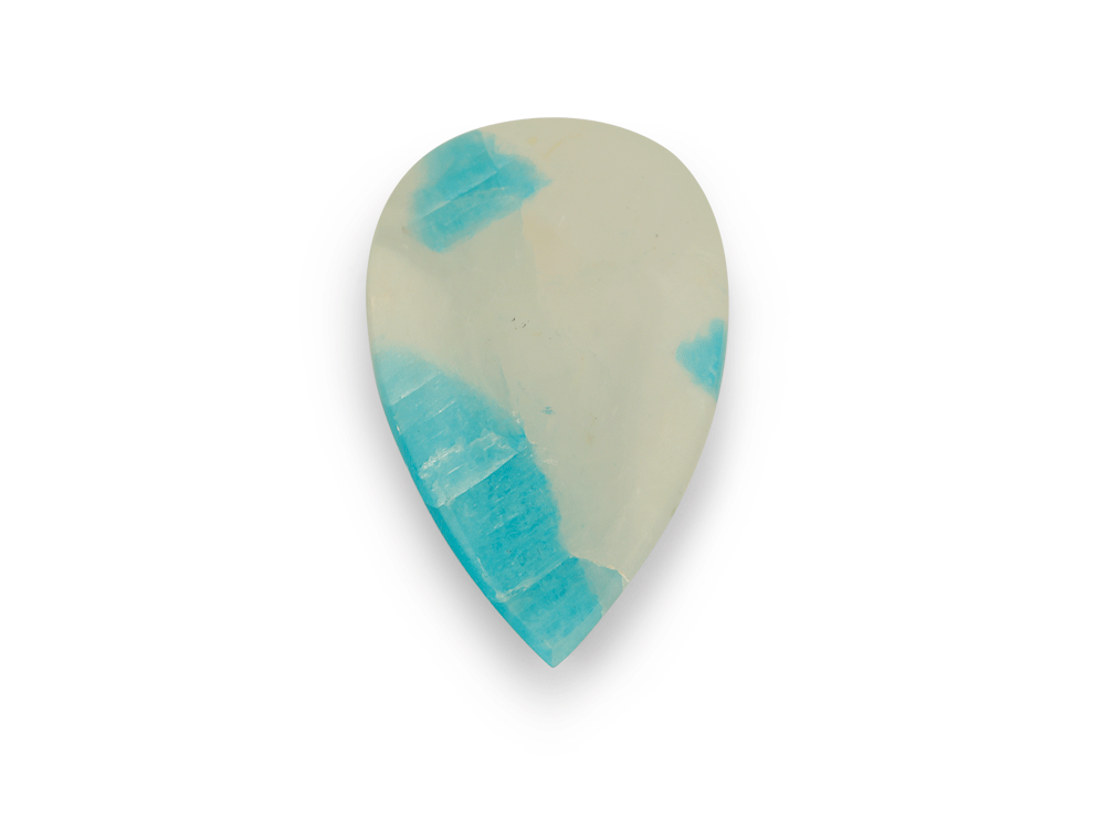 Quartz w Amazonite 20x13mm Pear Shape 