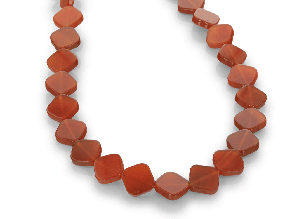 Carnelian 14mm Flat SQ Corner Drill Strand