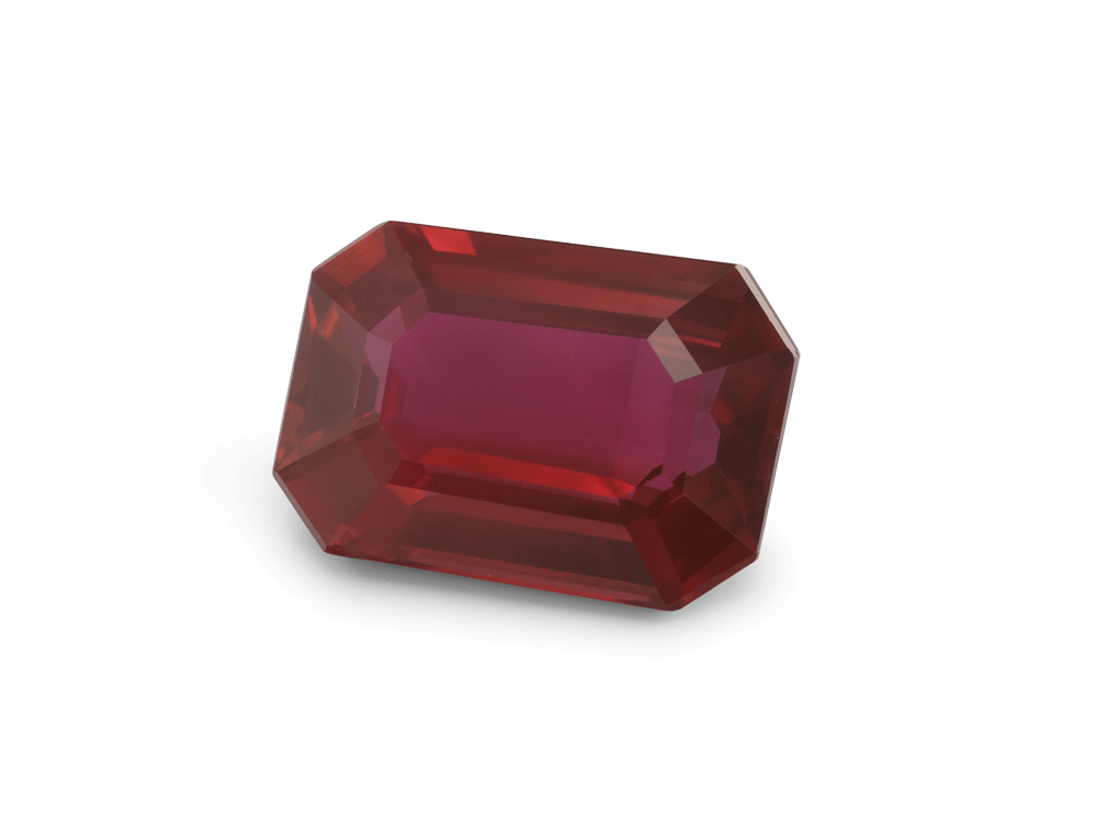 Ruby 6.9x4.8mm Emerald Cut Bright Red