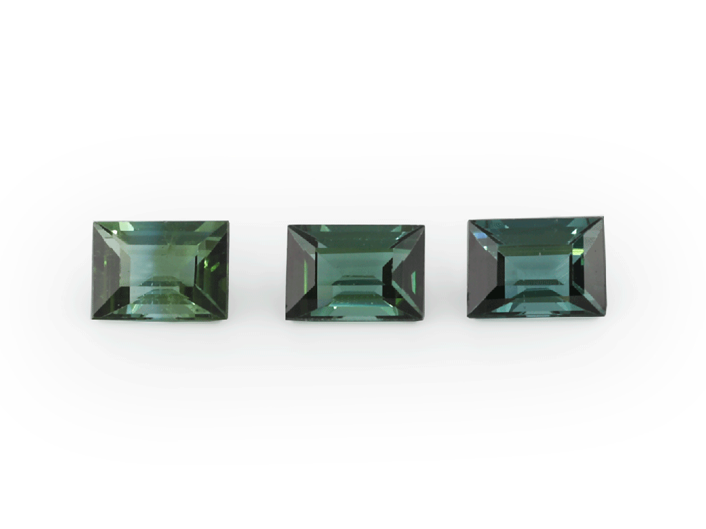 Blue Green Tourmaline 4x3mm Baguette