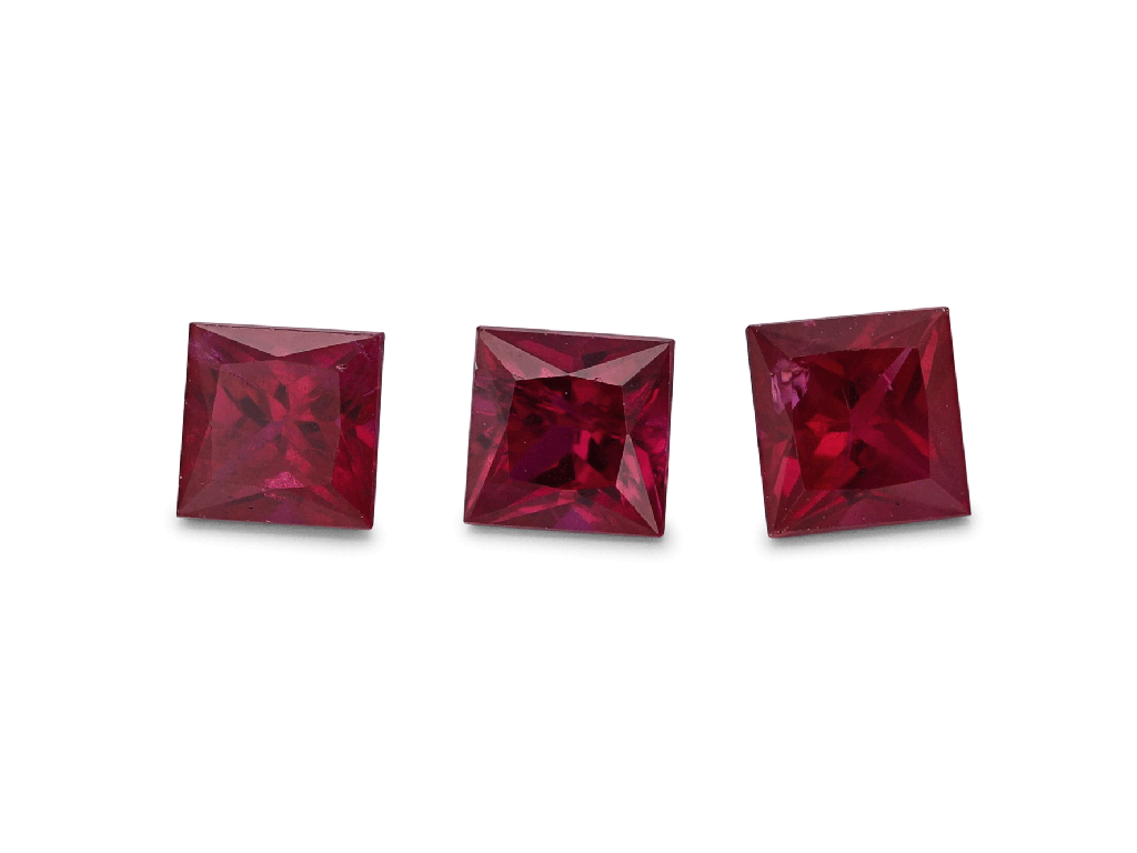 Ruby 3.00mm Princess Cut Good Red