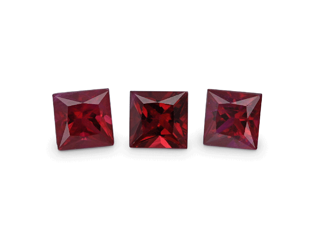 Ruby 3.00mm Princess Cut Good Dark Red