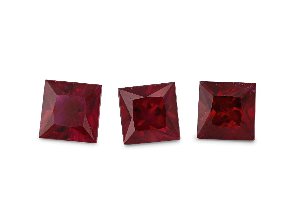 Ruby 3.25mm Princess Cut Good Dark Red