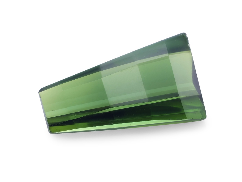 Green Green Tourmaline 9x5.1mm Chequerboard Tapered Baguette Bridge